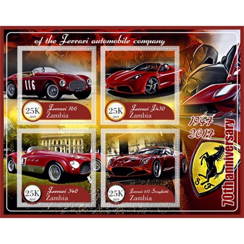 Stamps Cars 70th anniversary of the Ferrari avtomobile company